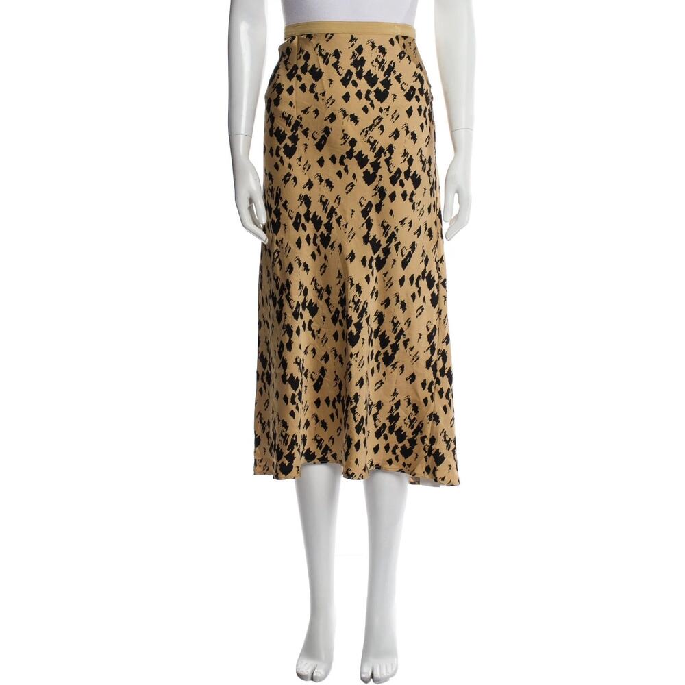 Anine Bing Painterly Leo Bar Silk Midi Skirt - XS